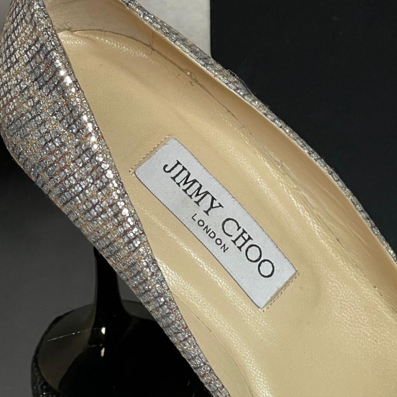 Jimmy Choo Women's Metallic Aurora Bronze Glitter Kitten Heel 38 - Picture 3 of 5